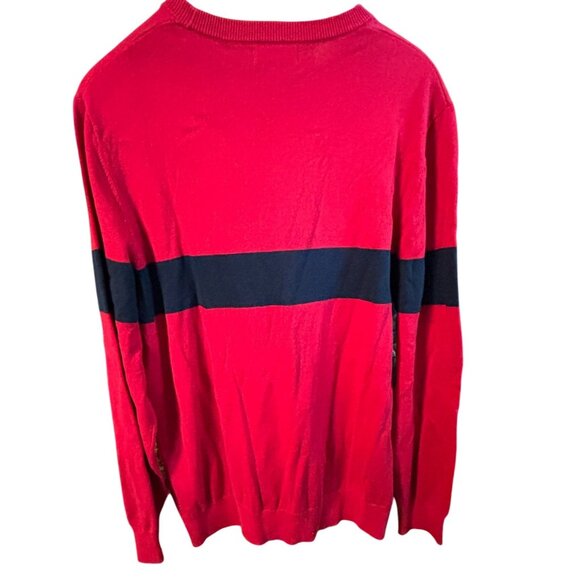 Nautica NWT Red Navy Striped Crewneck Sweater Sz Large - Picture 2 of 7
